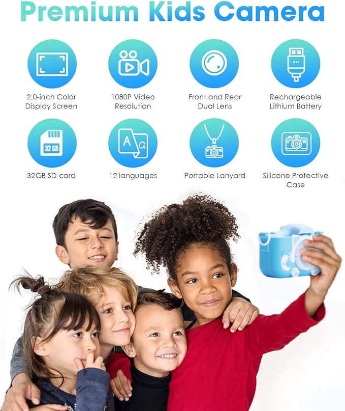 Appareil Photo pour Enfants, 2,0 Pouces, écran HD 12 Mpx, 1080P – Image 2