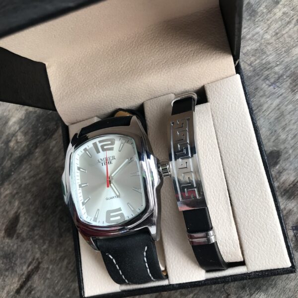 Ensemble montre + bracelet homme - Noir