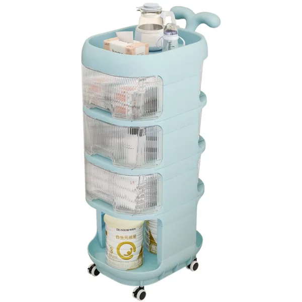 Étagère multicouche de stockage mobile avec roue pour bébé