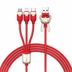 Câble de données à charge rapide Baseus Chinese Zodiac USB vers M+L+C 3,5A 1,2 m rouge