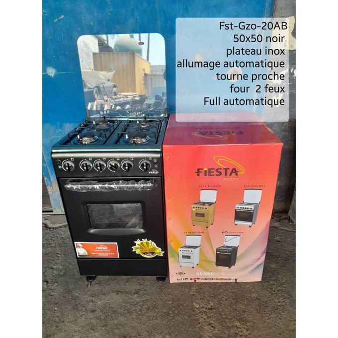 Cuisinière 4 FEUX + Four Gaz – Inox/Gris