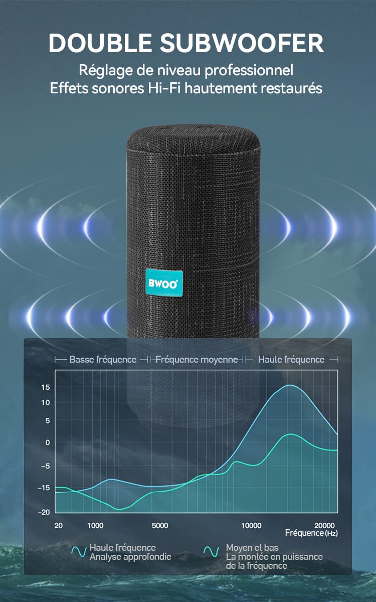Haut-parleur Bluetooth sans fil BWOO BS-52 - Noir – Image 2