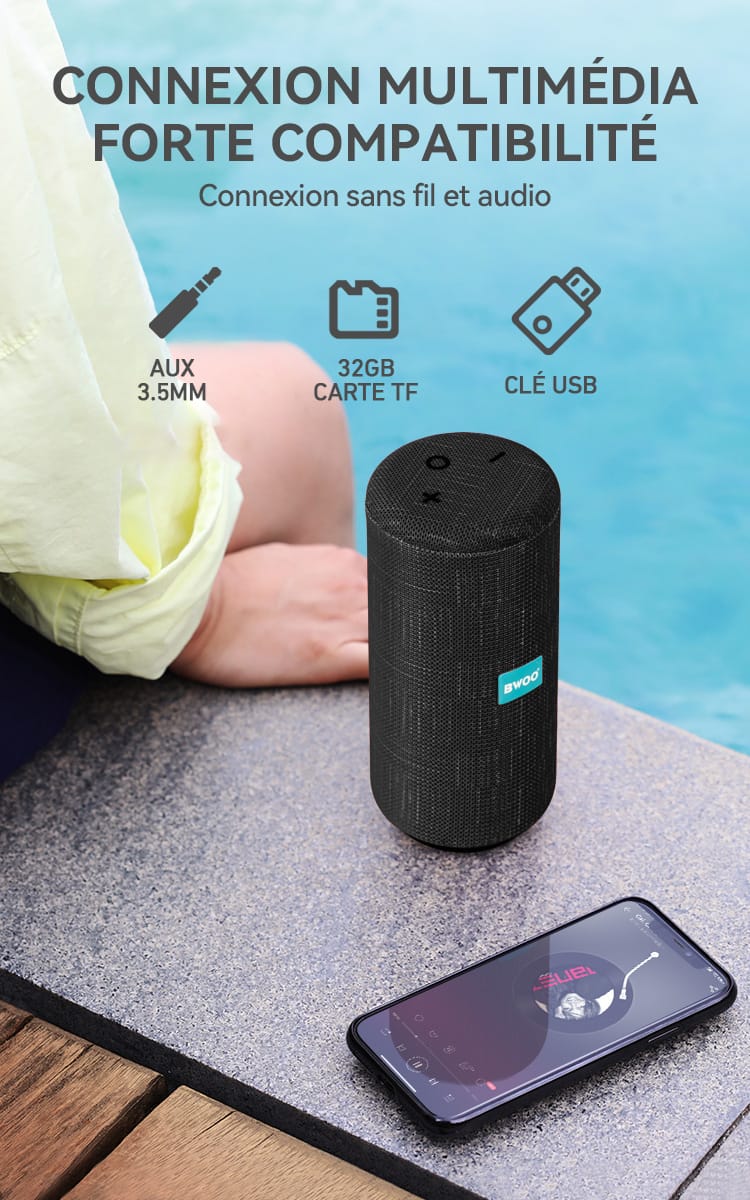 Haut-parleur Bluetooth sans fil BWOO BS-52 - Noir – Image 3