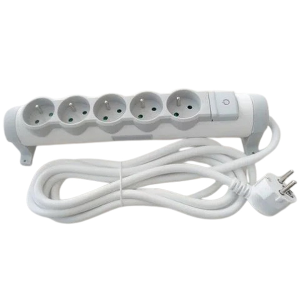 Multiprise 5 Trous – Antifoudre – Blanc
