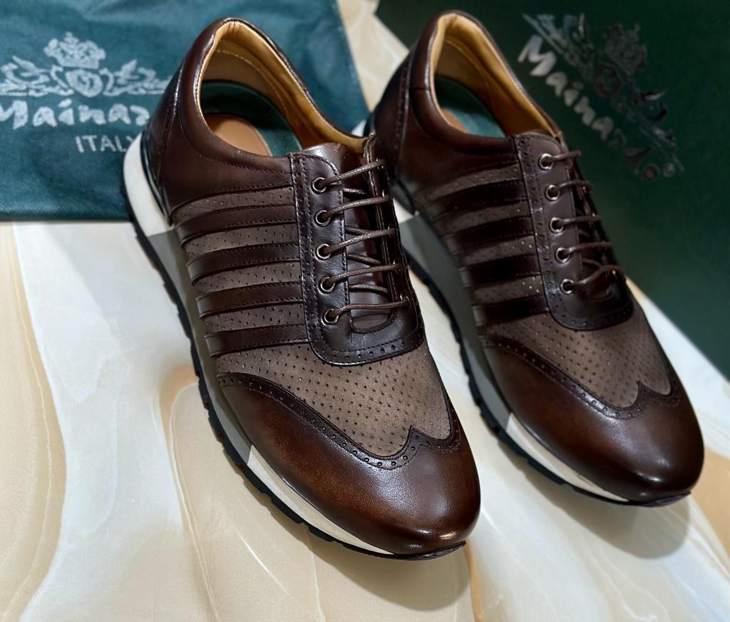 1000367355 Chaussures décontractées en cuir homme - Marron – Image 1