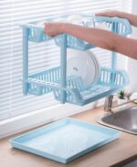 Panier en plastique d’égouttoir à vaisselle bleu ciel – Image 2