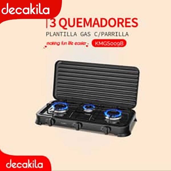 Decakila Réchaud Cuisinière À Gaz KMGS009B À 3 Brûleurs, Allumage Manuel