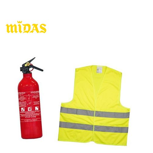 By Midas Extincteur Feux types ABC 1KG + Gilet fluorescent Pour Voiture, Marine, Maison By Midas