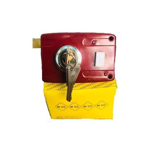 Micc Serrure De Porte - VERROU De Sécurité (3 Coups) - Rouge/ARGENT