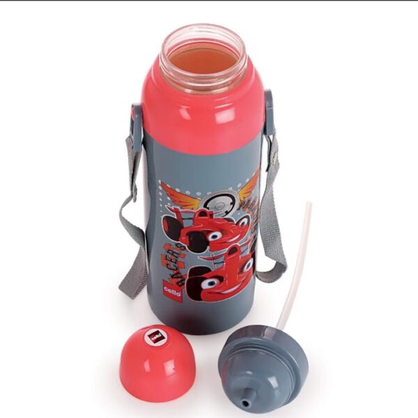 Gourde scolaire isotherme 410ml gris rouge de qualité - Gris