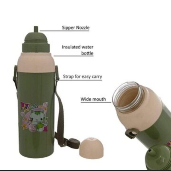 Gourde scolaire isotherme 410ml vert blanc