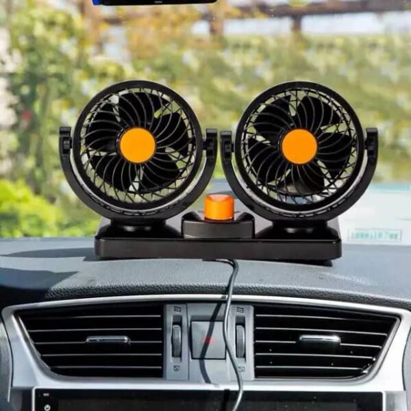 Mini Ventilateur de Voiture à Double Tête, Rotation Résistante à 360 Degrés