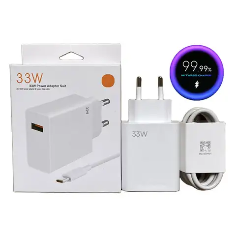 Chargeur adaptateurXiaomi d'origine 33W turbo rapide Avec Cable Type-C