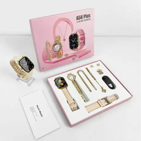 Montre intelligente A58 + Boucles d'oreilles + collier + bijoux