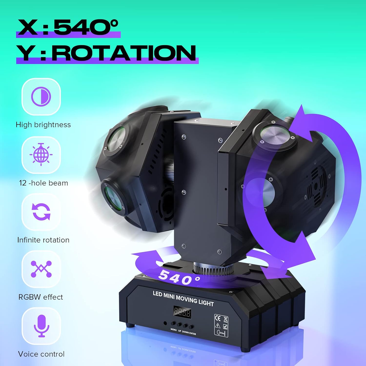 Projecteur Jeu de lumière 2 têtes rotatives – Image 3