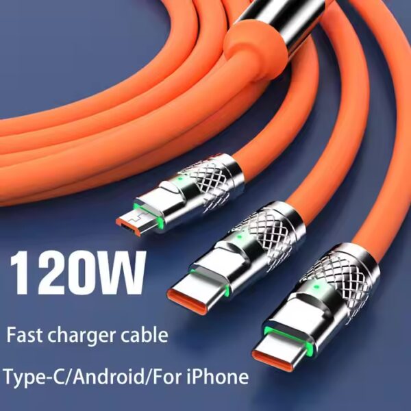 Cable 3en1 type C Compatible Smart Phone -120W