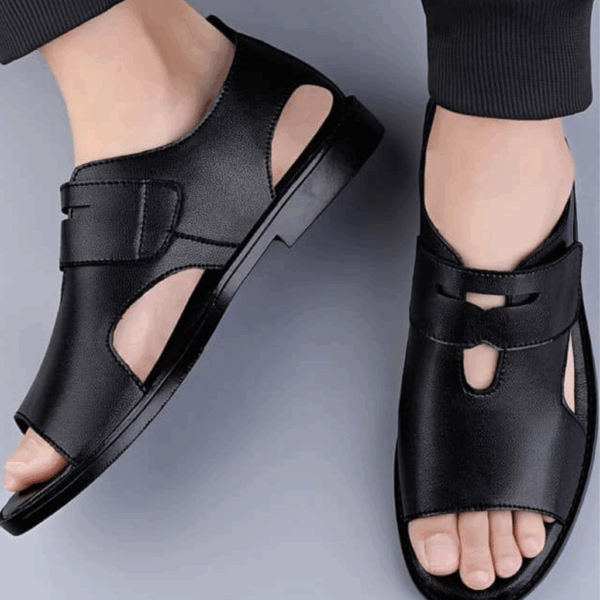 Sandales en Cuir confortable stylé - TH4 Noir