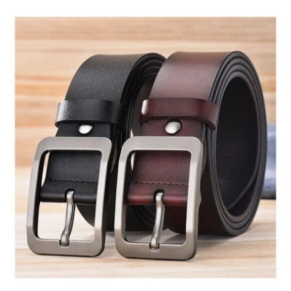 Ensemble 2 ceintures Hommes double faces en cuir simili Noir-marron