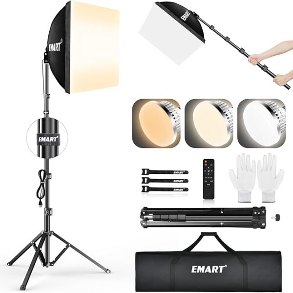 Kit d’éclairage de photographie professionnel 3000K-6000K 85W Ampoules LED avec télécommande