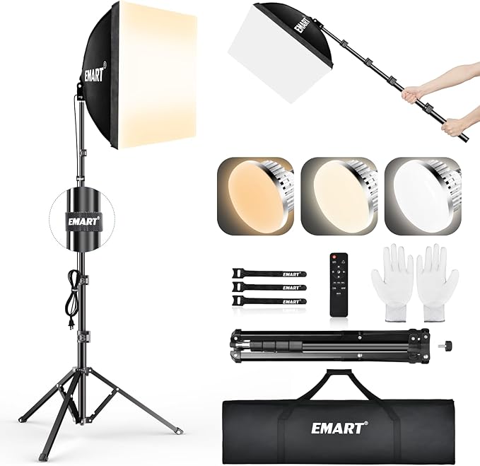 Kit d’éclairage de photographie professionnel 3000K-6000K 85W Ampoules LED avec télécommande