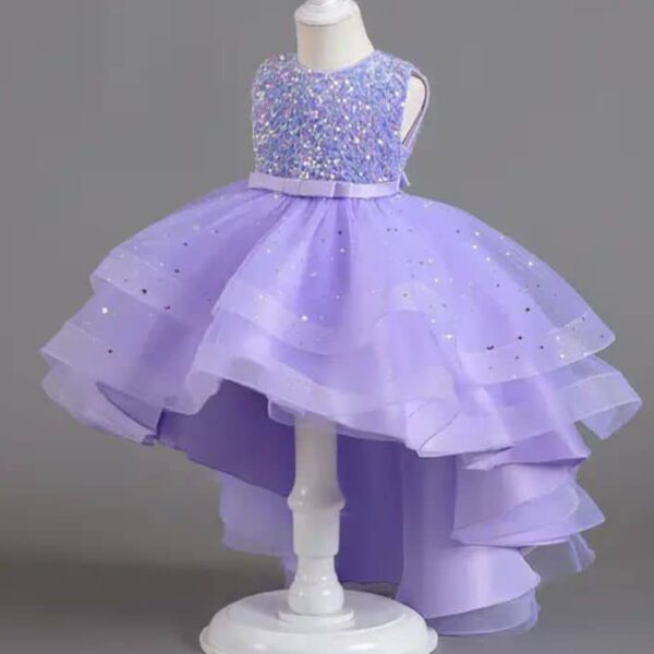 Robe de princesse longue à paillettes pour fille - Violet