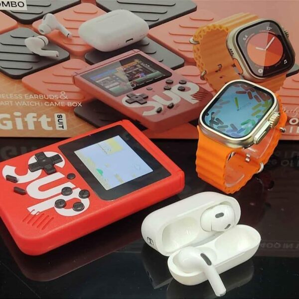 Combo K5 Ecouteurs sans fil Bluetooth - Montre connectée - Mini console de jeux