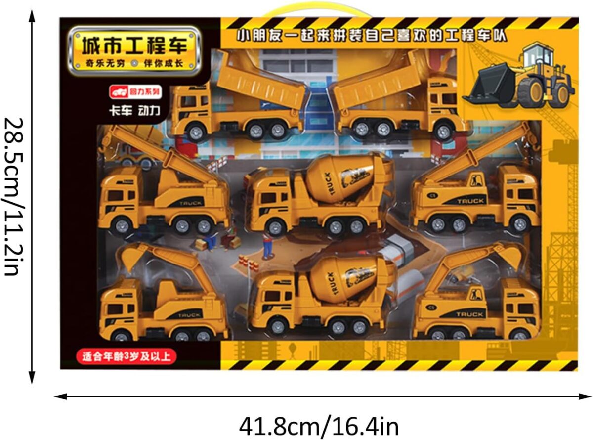 8 Pcs - Ensemble de jouets de mini véhicules de construction, collection de camions d'ingénierie – Image 3