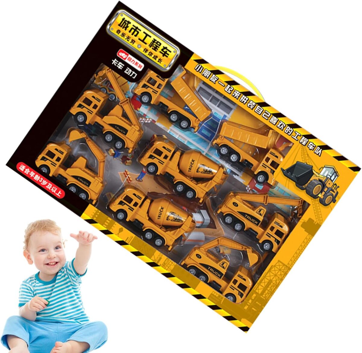 8 Pcs - Ensemble de jouets de mini véhicules de construction, collection de camions d'ingénierie – Image 2