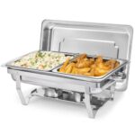 Chauffe-plats pour Buffet, poêle rectangulaire avec 2 compartiments en acier inoxydable 11 L
