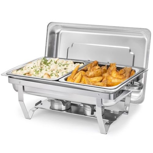 Chauffe-plats pour Buffet, poêle rectangulaire avec 2 compartiments en acier inoxydable 11 L