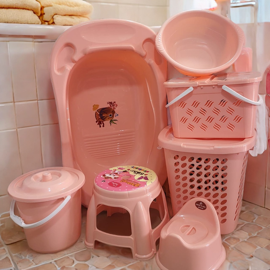 Kit ensemble baignoire pour bébé complet - Rose