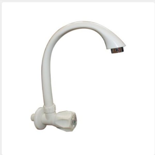 Robinet levier plastique mural blanc eau froide