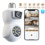 Caméra IP WiFi HD 1080P à double objectif, sans fil, pour extérieur et Intérieur