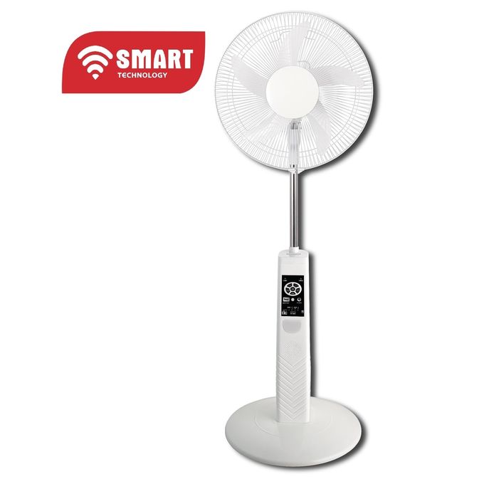 1 - 2025-09-16T140220.542 SMART TECHNOLOGY Ventilateur Rechargeable Sur Pied De 16’’- STV-1620R- (1PCS/CRT) –35 W- Blanc – Image 1