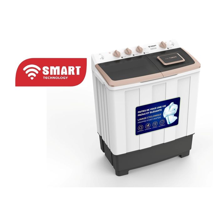 1 - 2025-09-17T173801.619 SMART TECHNOLOGY Machine à Laver Semi-Auto - Double Bac Avec Essorage - STMLS-10H- 10Kg - Blanc – Image 1