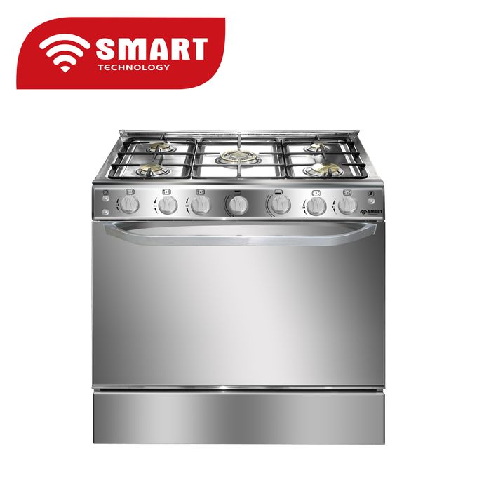 1 - 2025-09-19T113456.670 SMART TECHNOLOGY Gazinière 5 Feux Avec Four En Inox STC-8060C - 80 X 60 Cm - Gris – Image 1