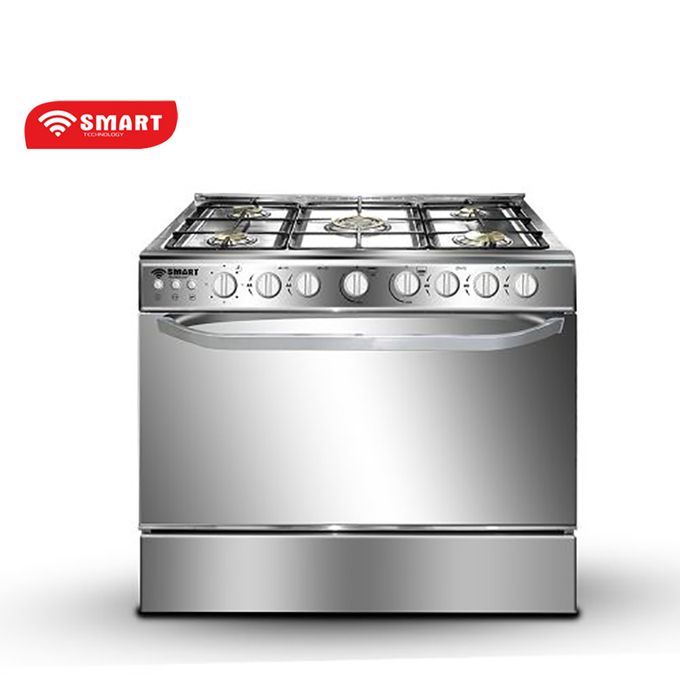 1 - 2025-09-19T115929.428 SMART TECHNOLOGY Gazinière 5 Feux Avec Four - STC-9060C - 90 X 60 Cm - Inox – Image 1