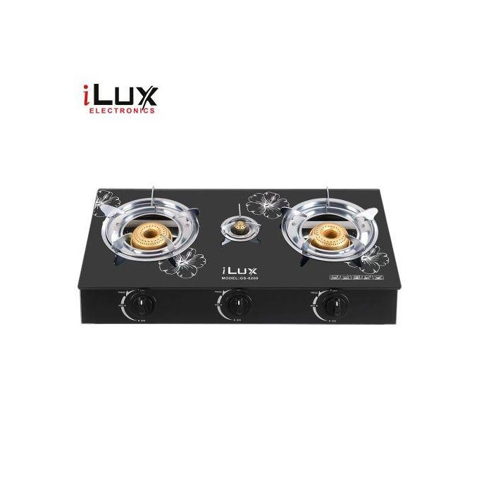 1 - 2025-09-22T153740.763 Ilux Cuisinière à Gaz - Allumage Automatique - Réchaud Vitré - GS-8200 - 3 Feux - Noir – Image 1