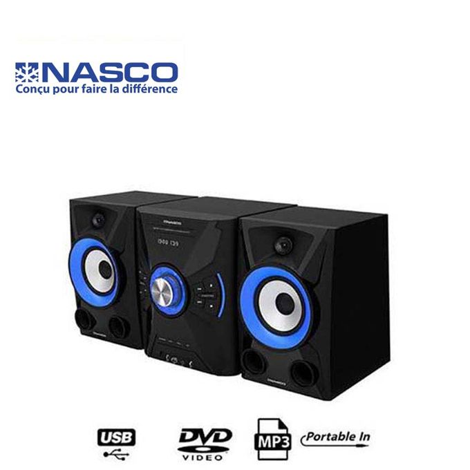 1 - 2025-09-24T134522.606 Nasco Chaîne HIFI SN-S777 - 2 Baffles - 200 W - USB - Radio Fm - MP3 - Noir – Image 1