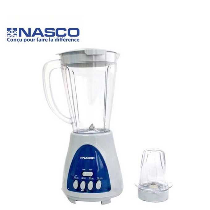 1 - 2025-09-24T152316.888 Nasco Blender 2 en 1 BL1008AK-CB - 1.5 Litres - Plastique - 400W - Blanc/Bleu – Image 1