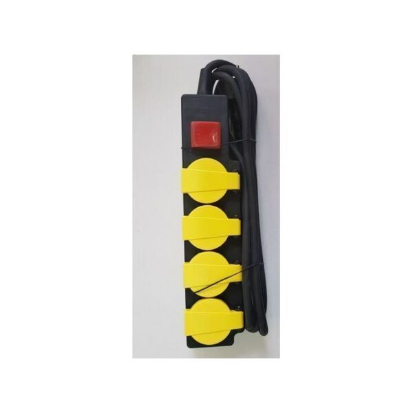 Multiprise Parafoudre Qualité Supérieure - 4 Ports - Noir/Jaune