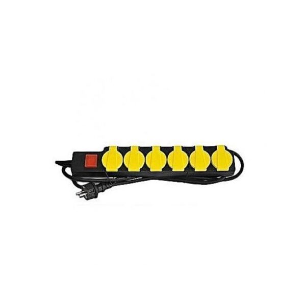 Rallonge Multiprise Parafoudre Qualité Supérieure - 6 Ports - Jaune Noir