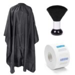 Ensemble De 3 Outils De Coiffure - Brosse Plumeau Barbier + Cape De Coupe De Cheveux + Papier Cou