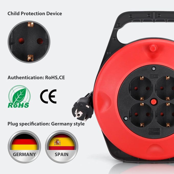 Très Puissant Rallonge Enrouleur De 10 Mètres Avec 4 Fiches – Image 3