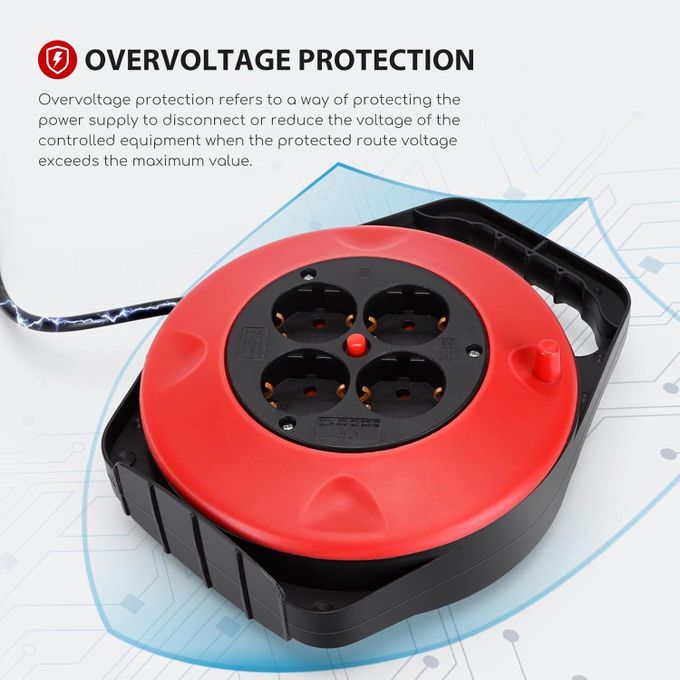 Très Puissant Rallonge Enrouleur De 10 Mètres Avec 4 Fiches – Image 4