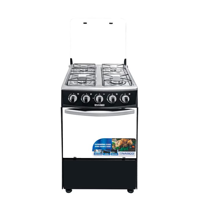 1 - 2025-10-08T190309.309 Nasco Gaziniere 4 Feux - Allumage Manuel - NASGC-50X50B-CTZ - 50 x 50 cm - Couverture Vitre - Gris / Noir – Image 1