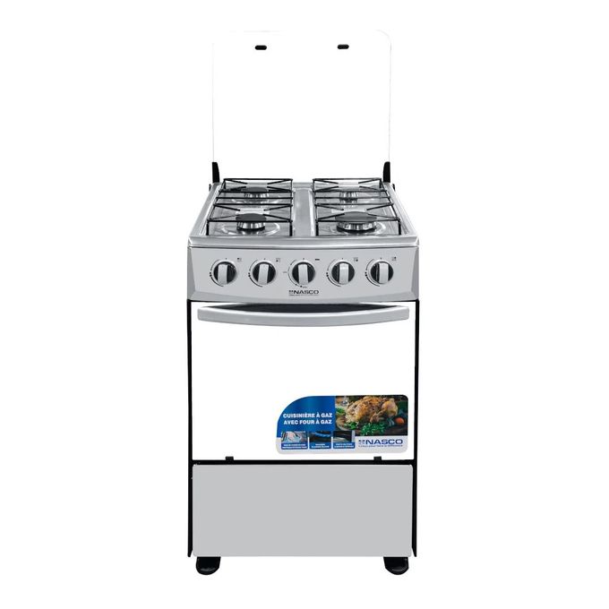 1 - 2025-10-08T192900.508 Nasco Gaziniere - NASGC-50X50S-CTZ - 4 Feux - 20'' - 50 x 55 cm - Couverture Vitre - Inox - Gris – Image 1