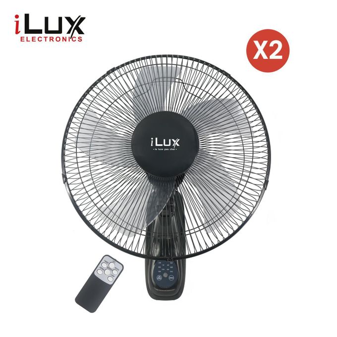 1 - 2025-10-18T122042.973 Ilux 2 Ventilateurs Muraux 16 Pouces Avec Télécommande LXF-826 - 5 Hélices - Noir – Image 1