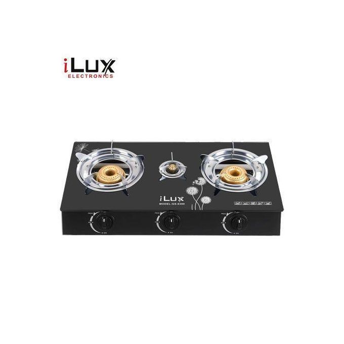1 - 2025-10-18T134752.160 Ilux Cuisinière à Gaz - Allumage Automatique - Réchaud Vitré - GS-8300 - 3 Feux - Noir – Image 1