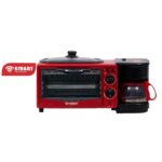SMART TECHNOLOGY Machine Petit-Déjeuner 3-en-1 Multifonction (STPE-4006PR) – FOUR, CAFETIÈRE ET POÊLE (Plaque chauffante) -7L-1050W -Rouge-Noir – Image 2